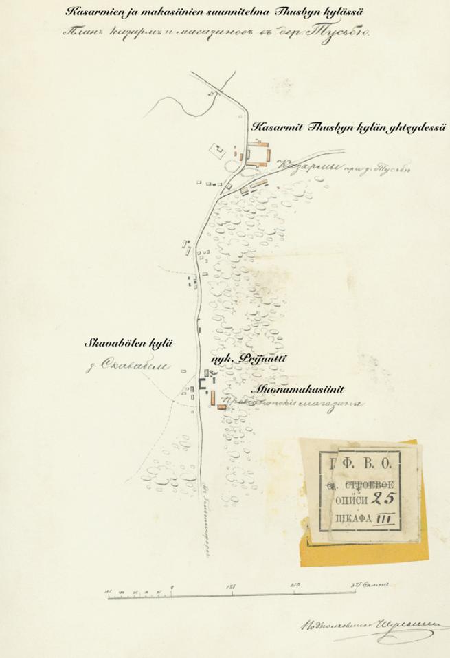 Hyrylän varuskunnan karttapiirros 1860-luvulta